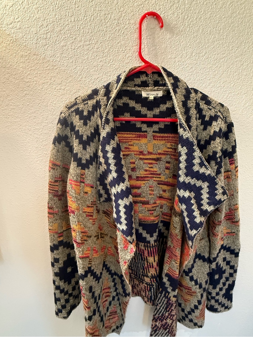 Miracle Bohemian Open-Front Cardigan with Multicolor Accents